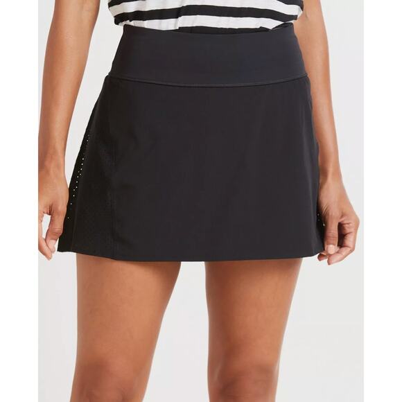 Spanx Medium M Black Booty Boost 14" Skort Perforated Woven Short Liner Ruffled - Picture 12 of 13